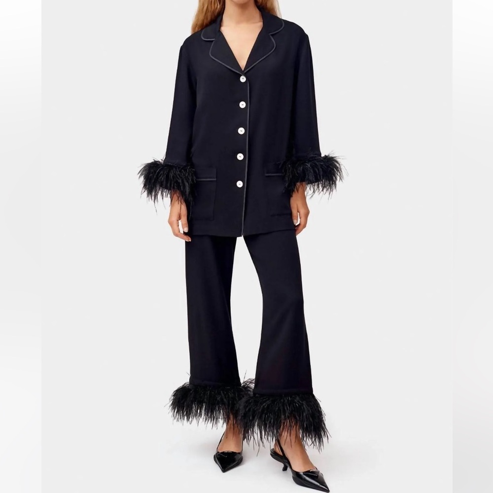 Sleeper Black Feather Trim Party Pajamas